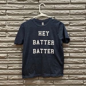 Hey Batter Batter Kids Graphic T Shirt Navy Heather NWT